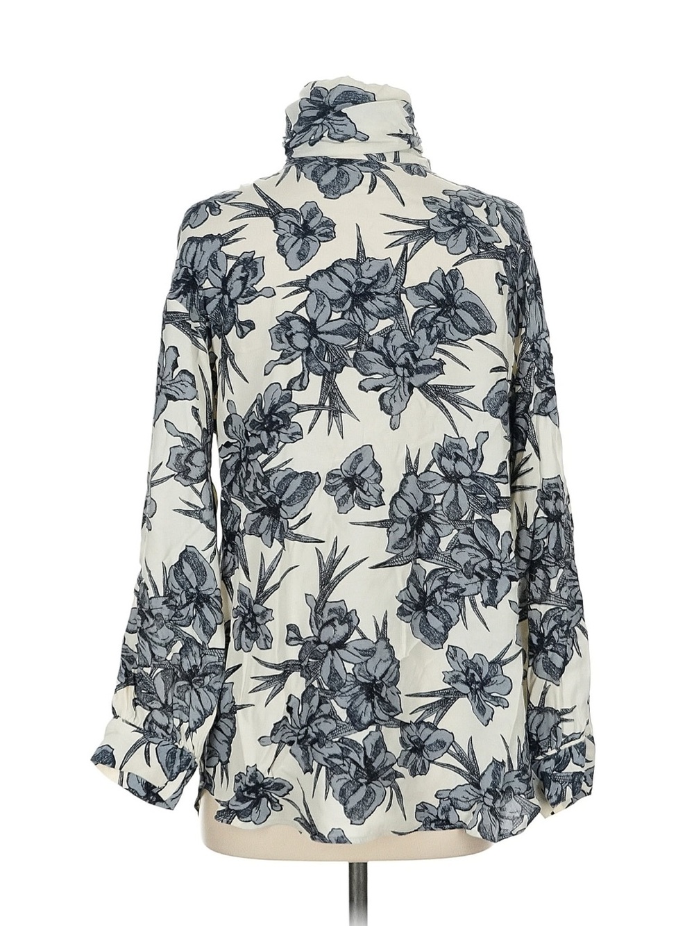 Zara Floral Blouse, black/ivory Small EUC